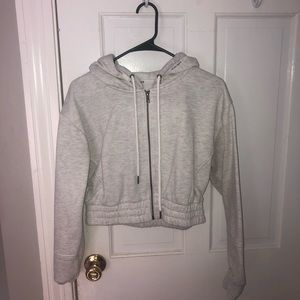 Lounge wear cropped white/grey hoodie